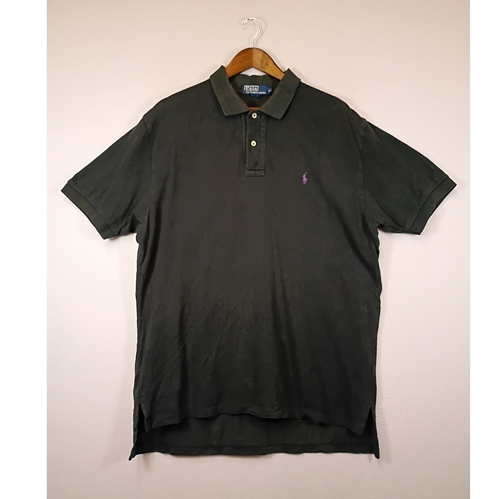 Classic Preppy Polo Ralph Lauren Mens XL Dark Green Short Sleeve Pique Shirt